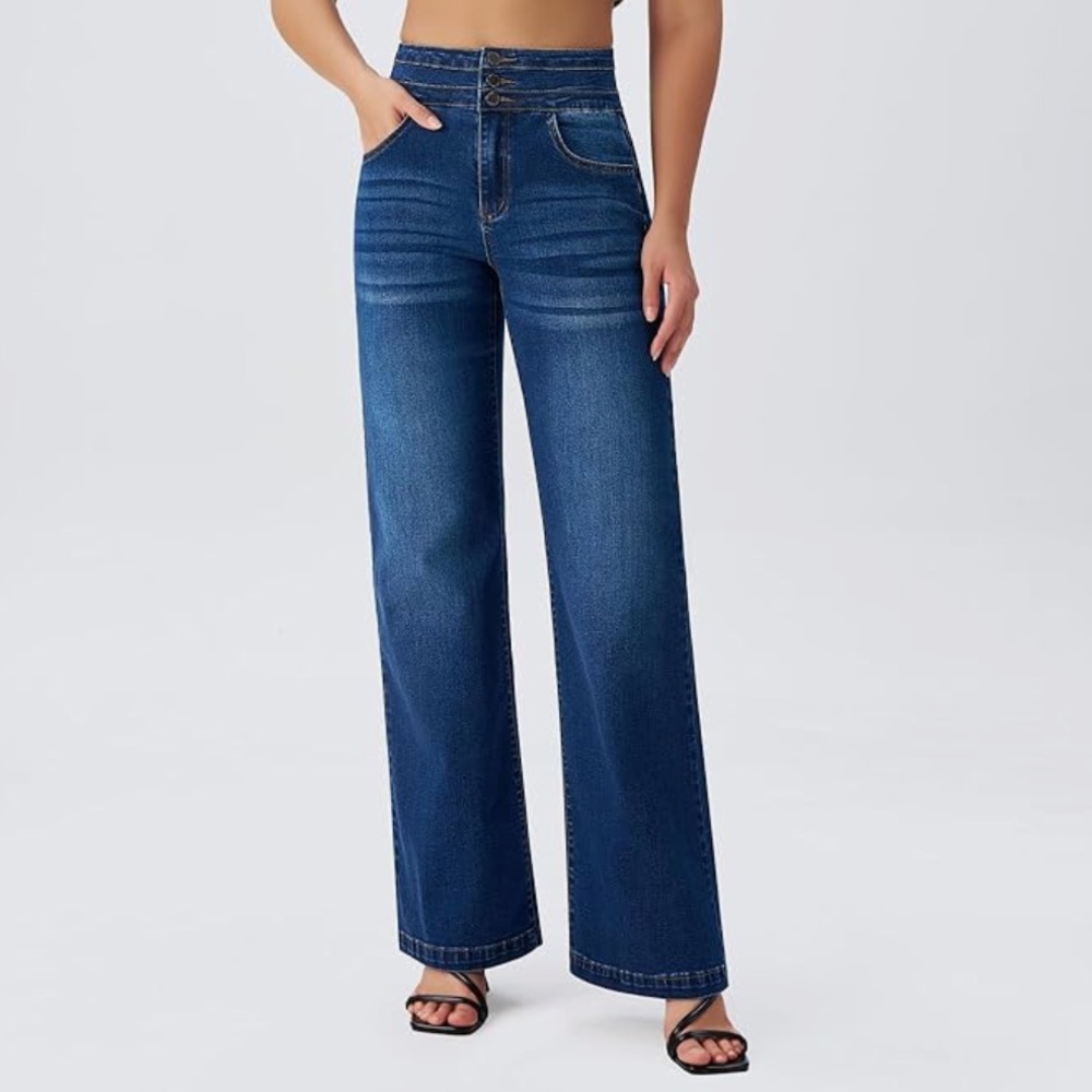 NWT high waisted baggy loose wide leg jeans - Picture 4 of 10